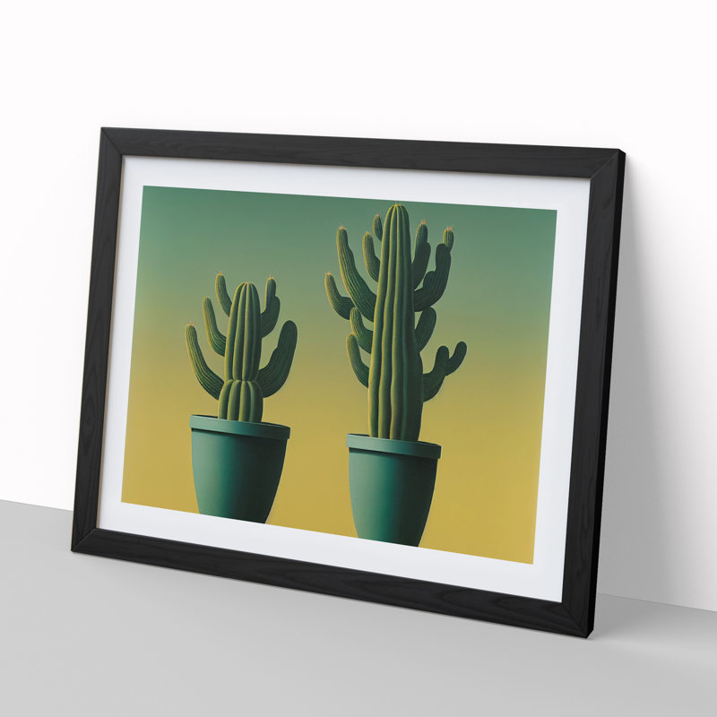 Endearing Cactus - Single Picture Frame Print, Black Framed, 46cm H x 64cm W x 2cm D