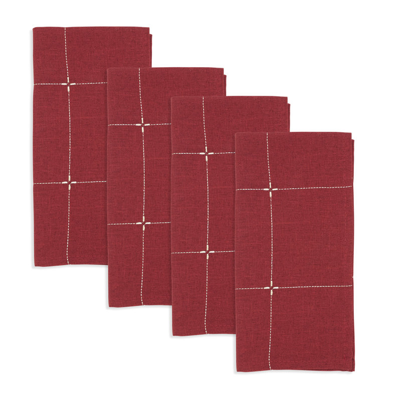 Ensemble de 4 serviettes de table brodées, Rouge