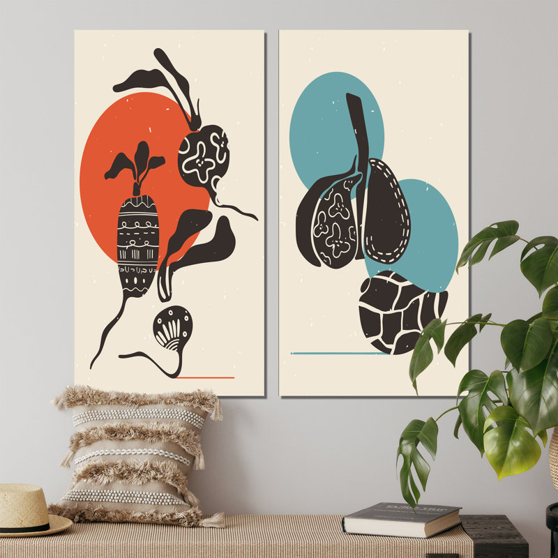 «Japanese Geometric Vintage Designs III», ensemble de 2 peintures, Toile tendue, H 20 po x l 24 po x P 1 po