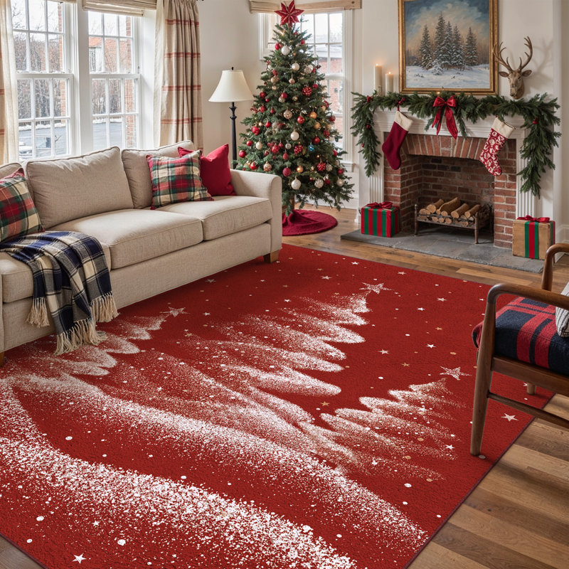 Loly Christmas Area Rug Washable Rug With Non-Slip, Rectangle 8' x 10'