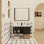 Meuble-lavabo mural flottant avec lavabo en céramique, bois d'ingénierie, tablette ouverte et porte à fermeture en douceur pour un rangement spacieux-706056990