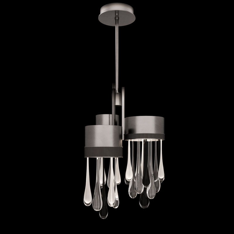Rain 17.25"W Round Pendant, Ombre Silver
