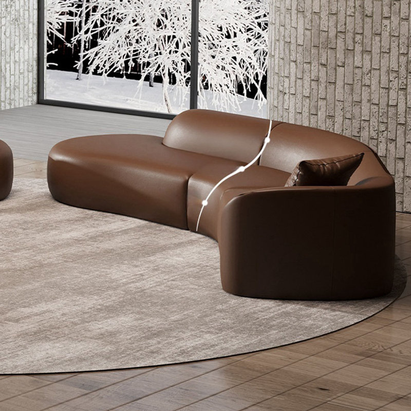 Retro curved corner negotiation sofa, Latex, 3, 29.53" H x 133.86" W x 35.43" D