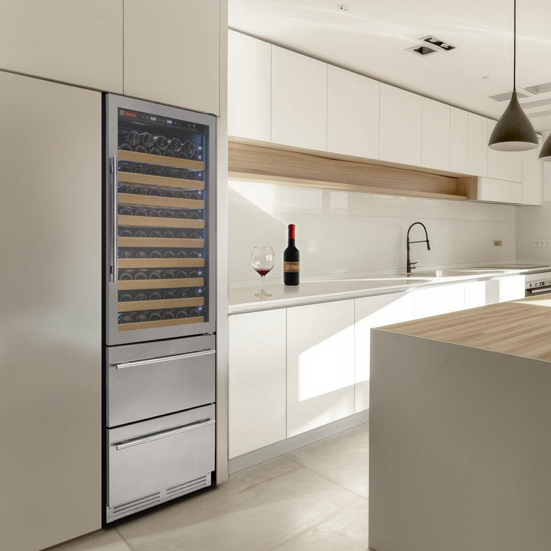 Allavino 108 Bottle Stainless Steel Wine Refrigerator with Two Refrigerated Drawers, Stainless Steel