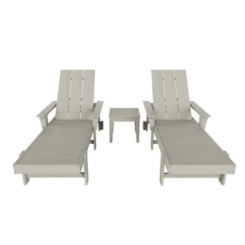 Joubert Outdoor Chaise Lounge with Table, Sand