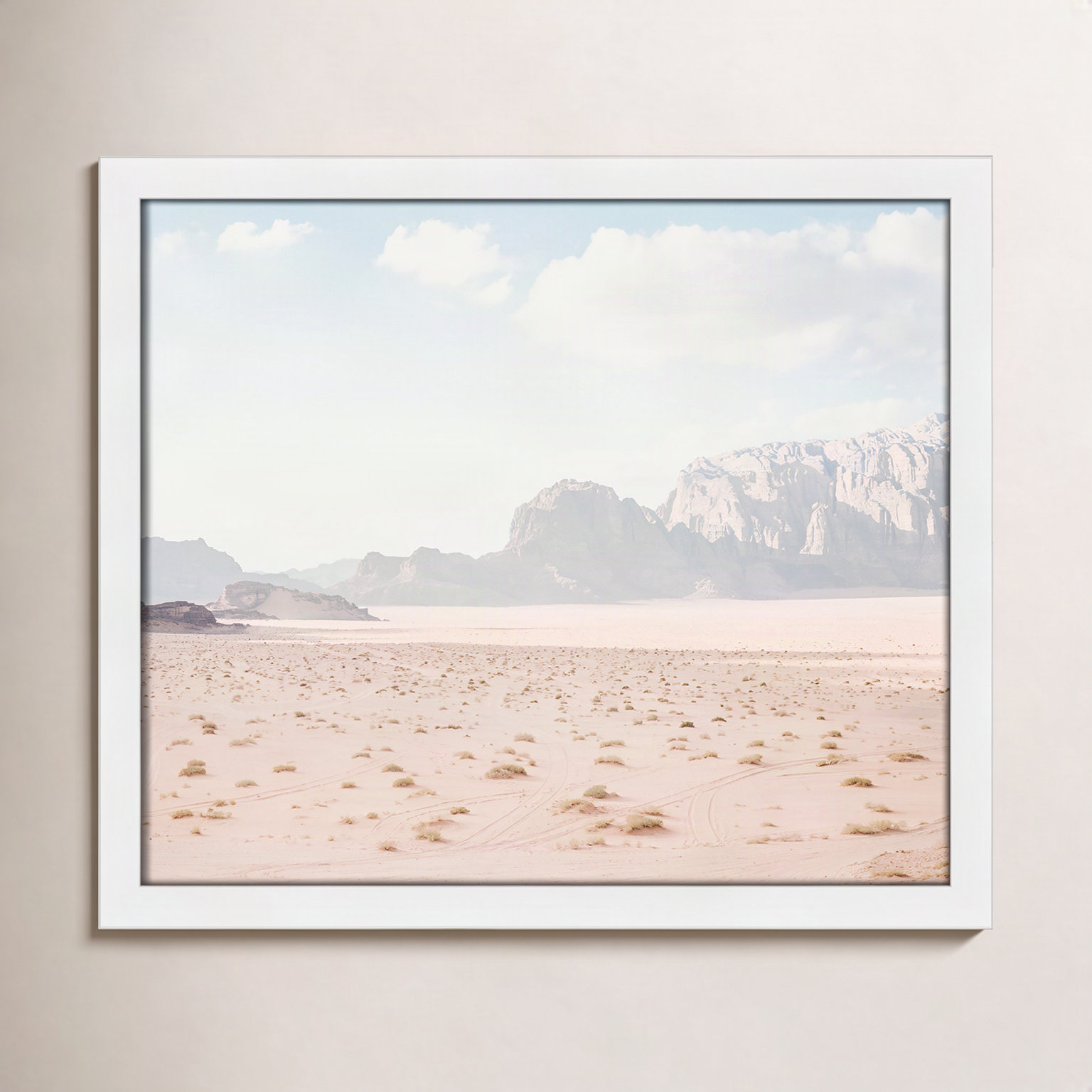 Tire Tracks "Tire Tracks" Print, 15" W x 13" H, Satin White Framed