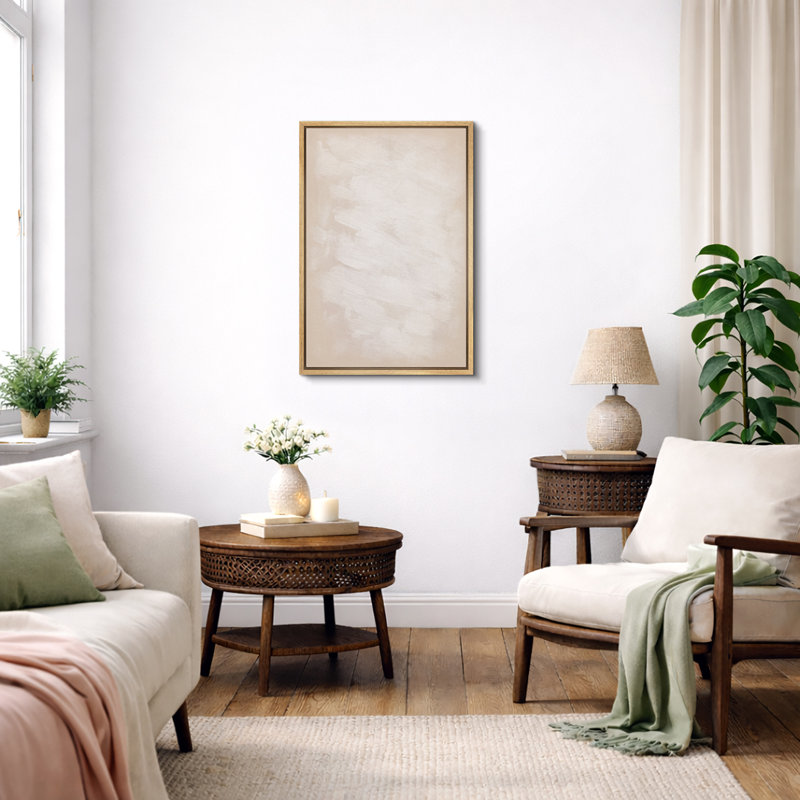 Œuvre d'art minimaliste minimaliste beige, géométrique neutre moderne, chambre à coucher ou étude murale, impression sur toile encadrée