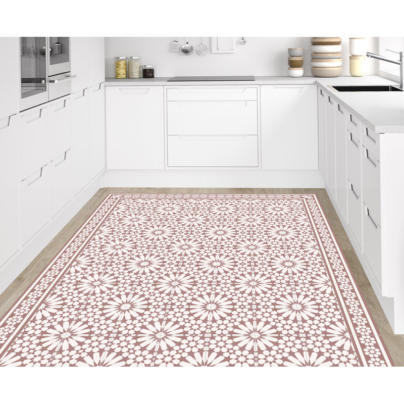 Absar Vinyl Machine Printed Area Rug, Rectangle 3'3.4" x 4'4.4"
