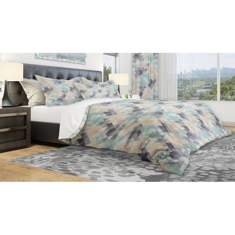 Ensemble de housse de couette triangulaire designart, Housse de couette très grand + 2 taies décoratives