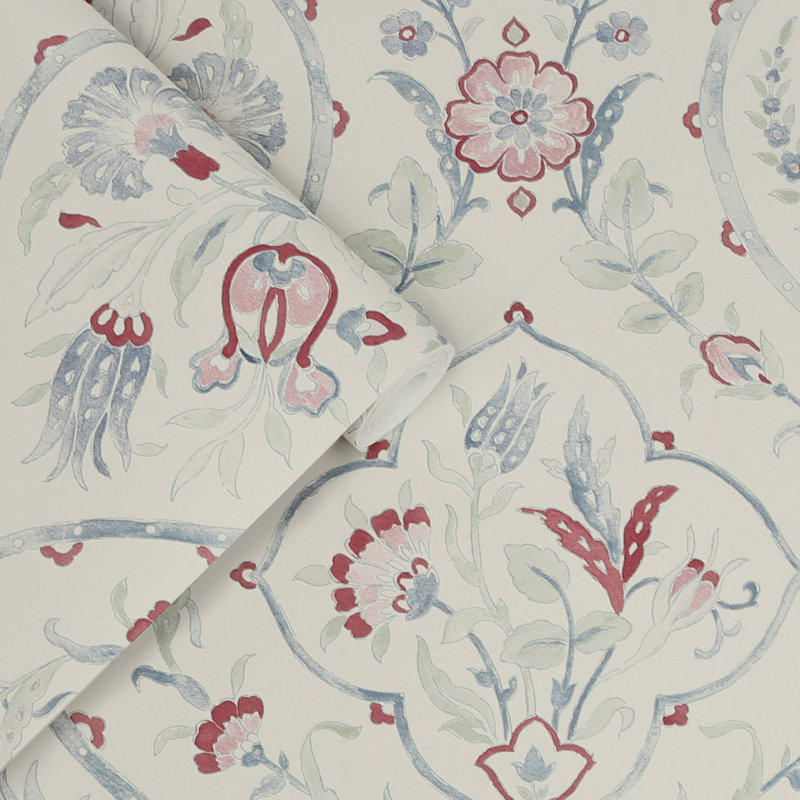 Papier peint floral Muriam, Rouge pourpre