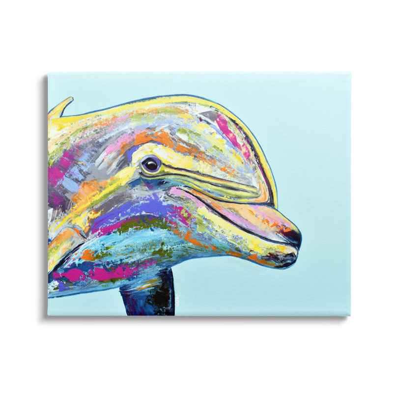 Colorful Marine Life Dolphin Canvas Wall Art, 16 x 20