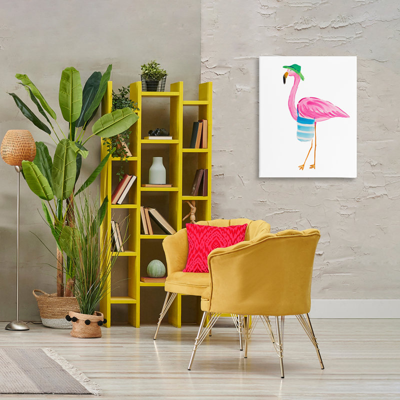 «Flamingo with Beach Tote» par Julie DeRice, H 30 po x l 24 po