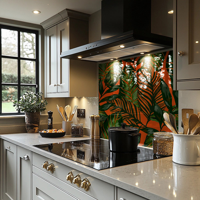 Tropical Leaves On Splash Back, 65cm L x 60cm W