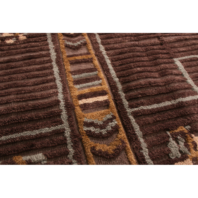 Hand Knotted Wool Geometric Area Rug, Rectangle 8' x 10'