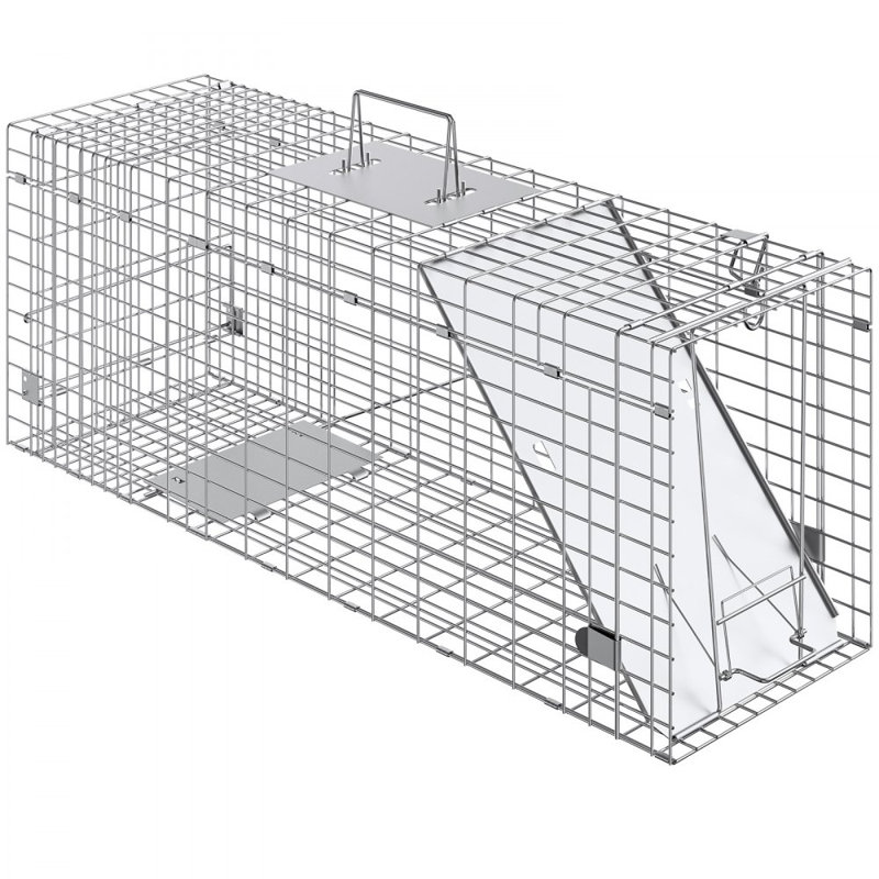 Live Animal Cage Trap, 24" x 8" x 8" Humane Cat Trap Galvanized Iron, H 12 po x l 31 po x P 10 po