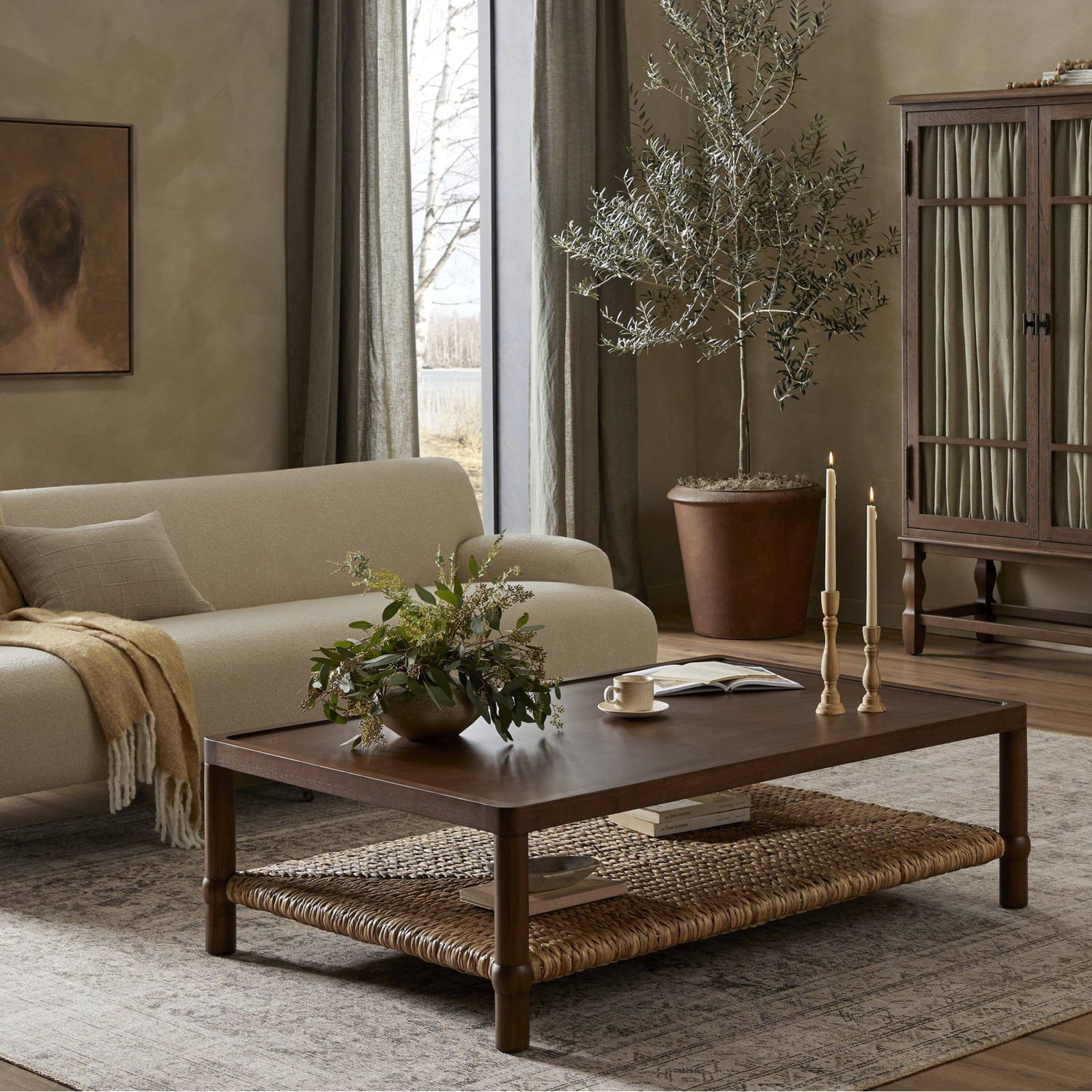 Gabriella 57" Coffee Table, Brown Mindi