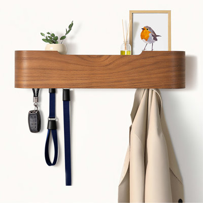 4-Hook Modern Coat Rack with Hidden Wall Hooks for Entryway, Bedroom, Bathroom