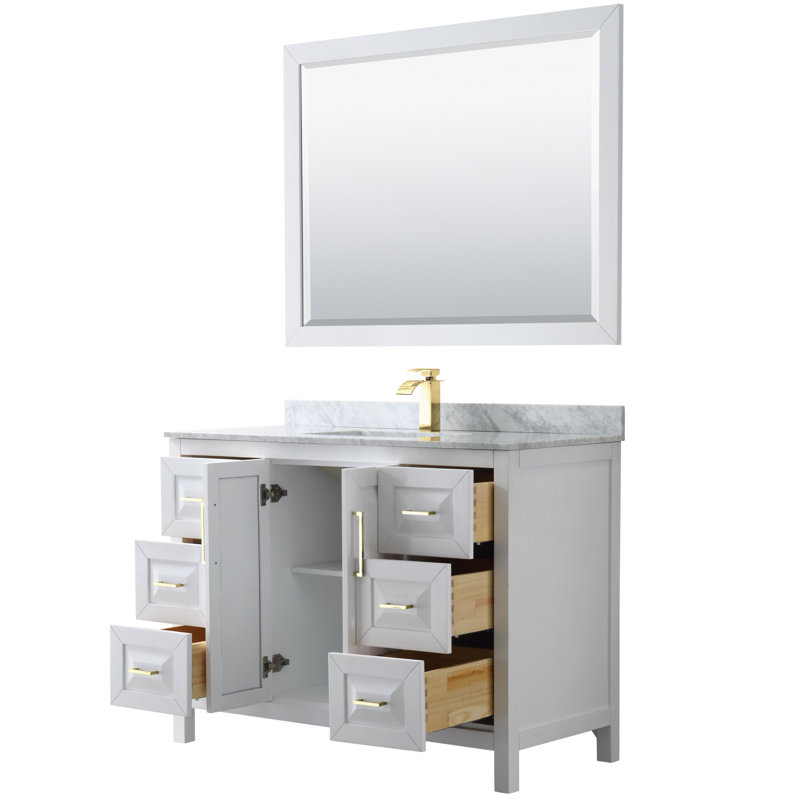 Daria 48'' W Single Vanity, White, Brushed Gold