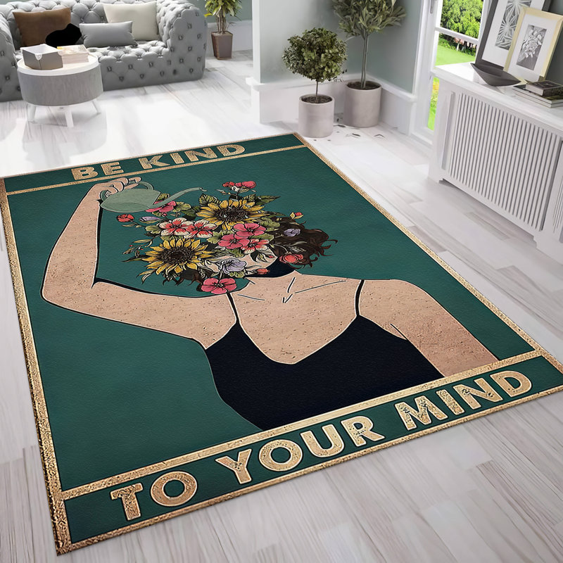 Floral Medley Showcasing a Vibrant Array of Blooms on a Soft Pile Printed Rug Ideal for Adding a Pop of Color and Warmth to Any Room Setting