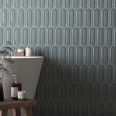 Gala 3 in. x 8.5 in. Elongated Beveled Fan Ceramic Wall Tile (5.70 Sq. Ft. / Case)