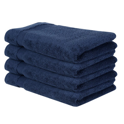 Ensemble de débarbouillettes 100% coton Splash Splash, essuie-mains absorbants doux 550 g / m² pour salle de bain, spa et usage quotidien, certifié OEKO-TEX, paquet de 4, bleu marine