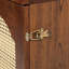 Grand lit escamotable, armoire-lit en bois de pin avec centrale électrique et panneau de décoration en rotin, noyer-1294564925