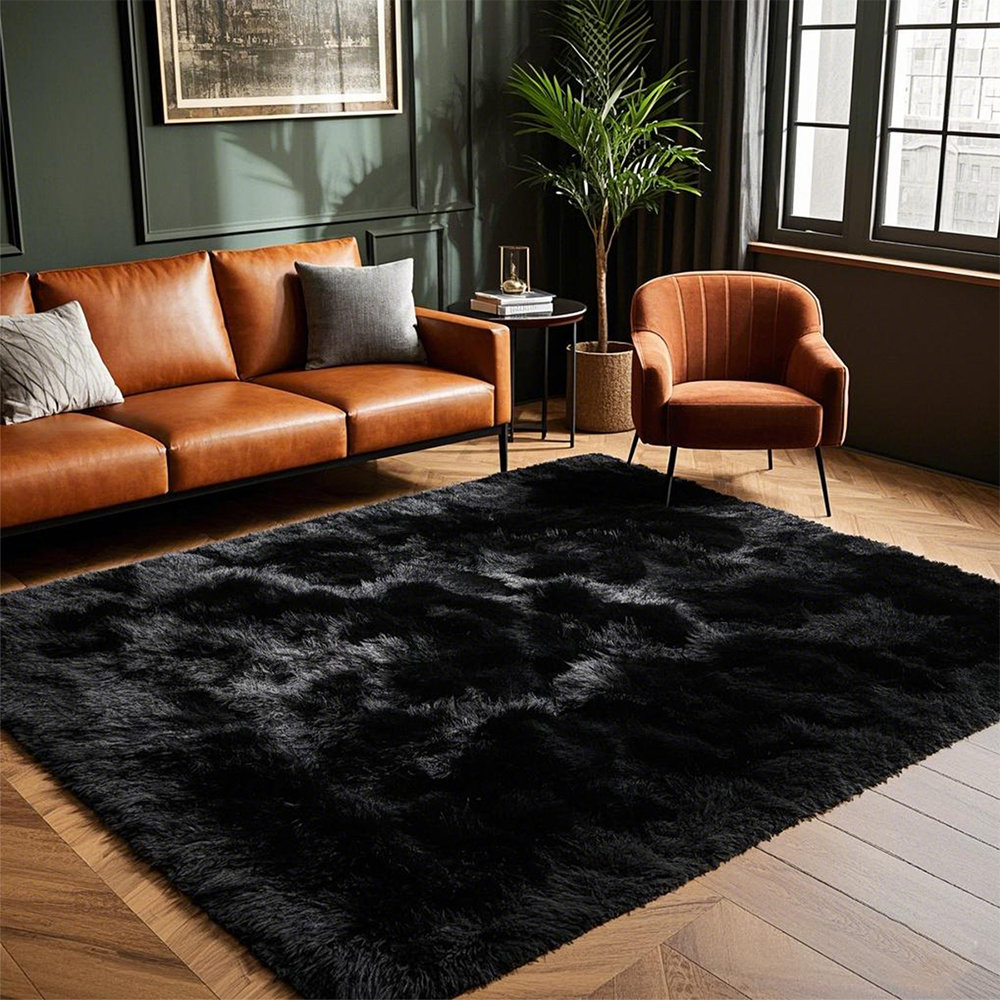 Mercer41 Soft black shag area rug - Wayfair Canada