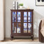 Armoire de rangement en verre avec pieds Cabriole et 2 tablettes réglables - Buffet à porte grillagée avec loquet magnétique