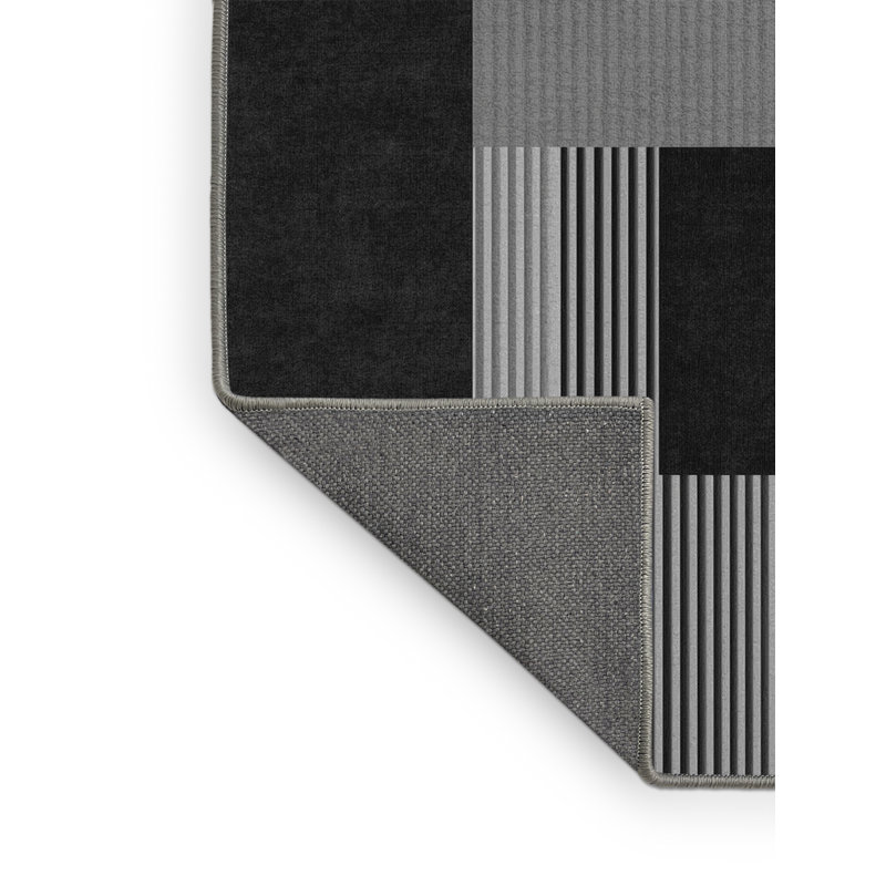 Tapis gris moelleux et doux à rayures contemporaines Ealey, 7x9