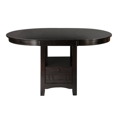Table de salle à manger à finition comptoir en cerisier foncé avec rallonge et base de rangement 1 pièce