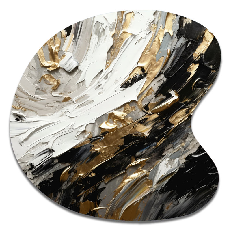 Golden Wave Reflections VI - Abstrait art mural asymétrique en métal, H 33 po x l 33 po