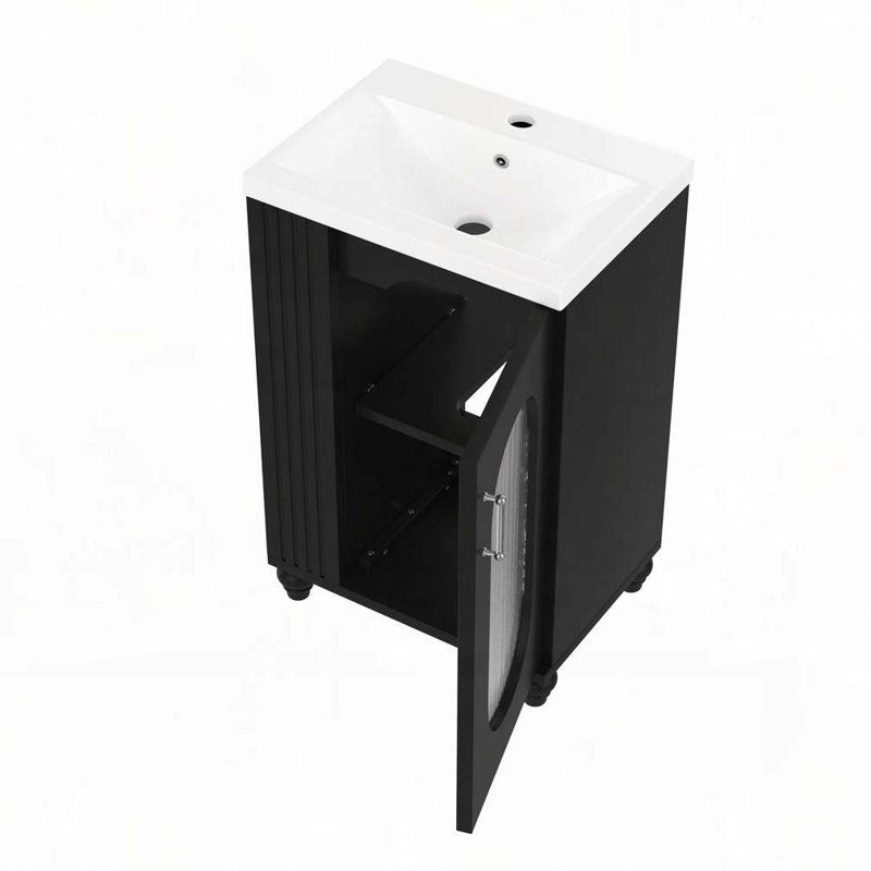 Meuble-lavabo de 20 po avec lavabo, meuble-lavabo, Noir