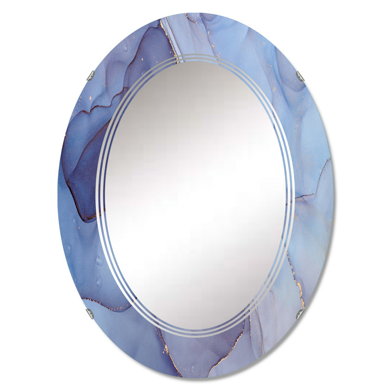 Mauve luxueux abstrait fluide Art V - miroir mural moderne, 30 po x 20 po