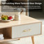 Table basse Boho avec pieds en bois massif et tiroir de rangement coulissant-322085550