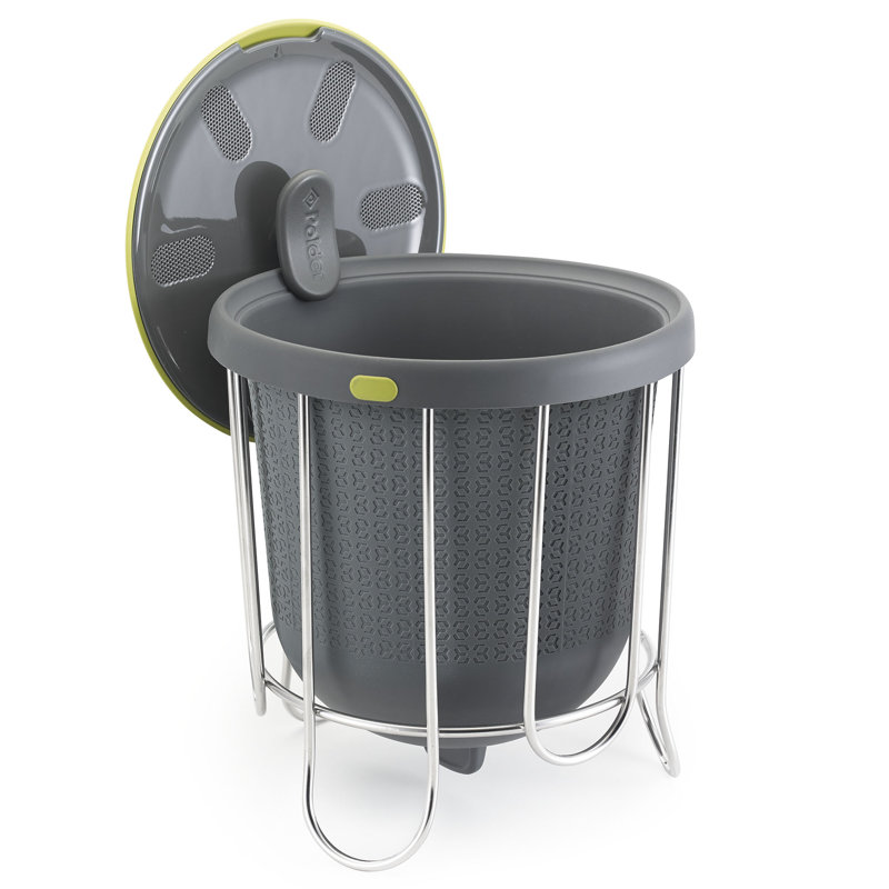 Gray Silicone Kitchen Composter with Adjustable Lid