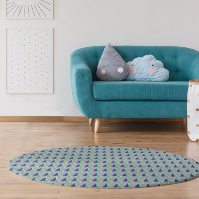 Tapis avec flèches déplacées gris/vert/bleu