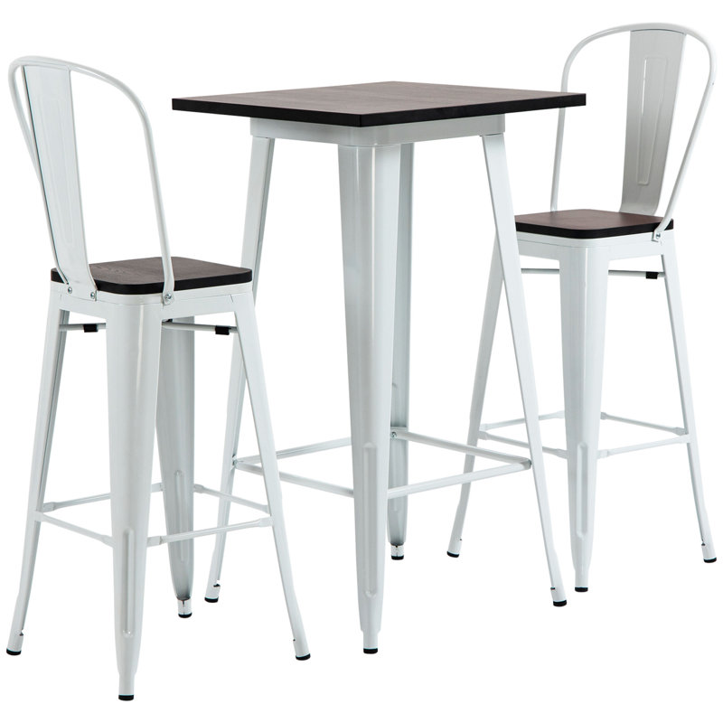 Earnhardt Four Leg Base Dining Set, White/Brown, White