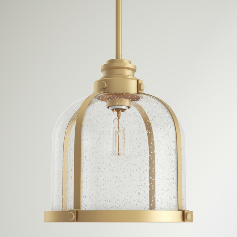 Barbour 1-Light Dimmable Single Pendant, Heritage Brass, 61" H x 12.25 " W x 12.25 " D