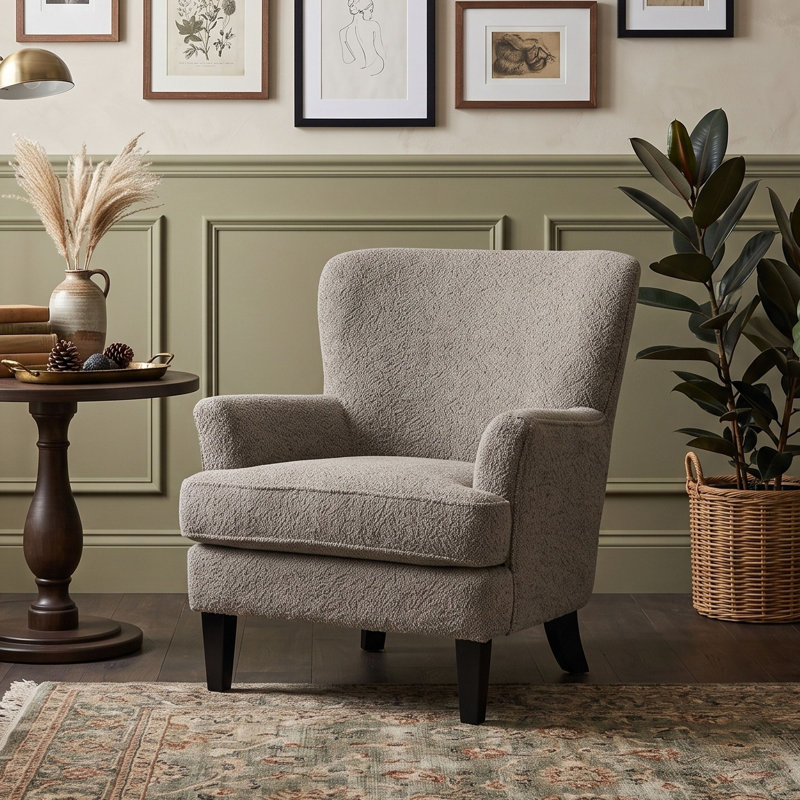 Fauteuil d'appoint rembourré avec pieds en bois