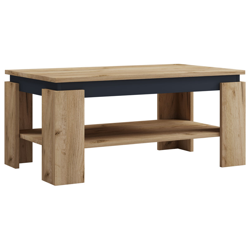 Reesheda Coffee Table with Storage, Oak Wood