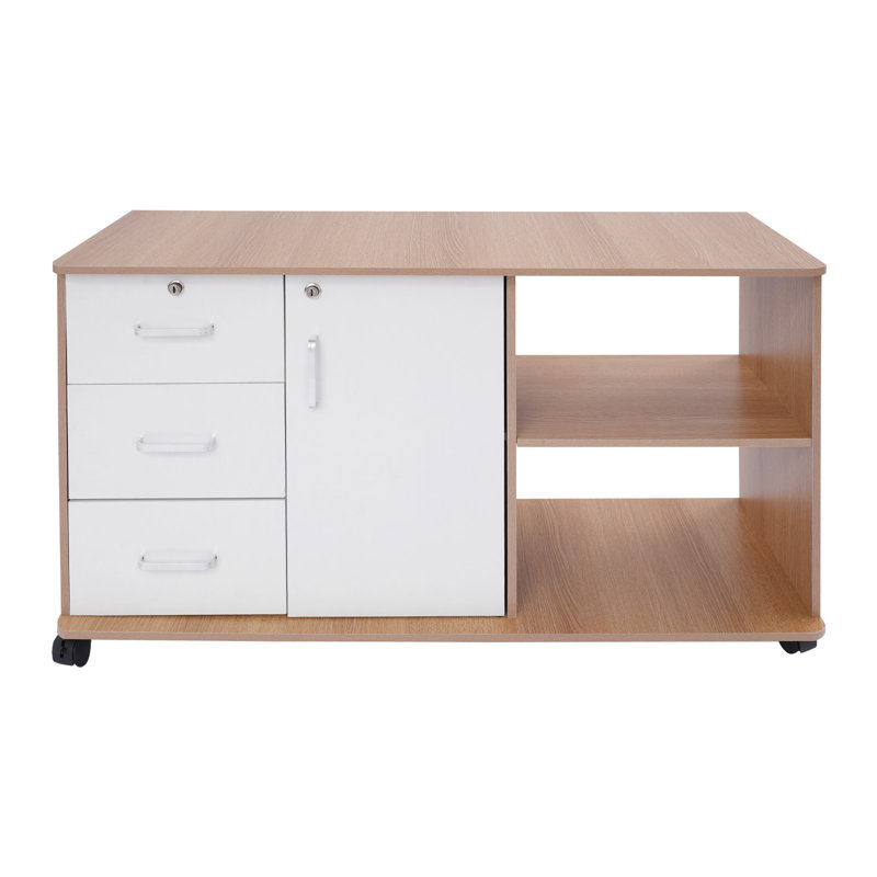 Classeur mobile mobile pour bureau à domicile avec serrure, Blanc