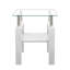 Ensemble de 2 tables à thé modernes en verre trempé, plateau en verre trempé avec panneau de fibres à densité moyenne, table basse, table de bout, table carrée pour le salon, transparent / blanc-1761374080-1761374083
