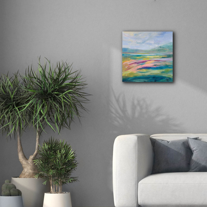  «Flower Hill 1» par Silvia Vassileva, art mural sur toile, 18 po x 18 po