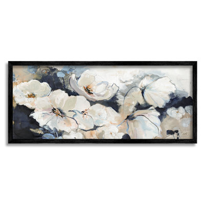 «Delicate Flower Petals Blooming Modern Design», peinture sur toile à cadre flottant