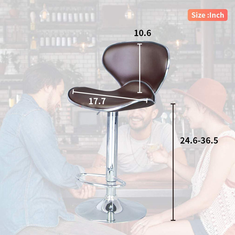 Bigler Swivel Upholstered Adjustable Height Counter Stool with Metal Frame, Brown