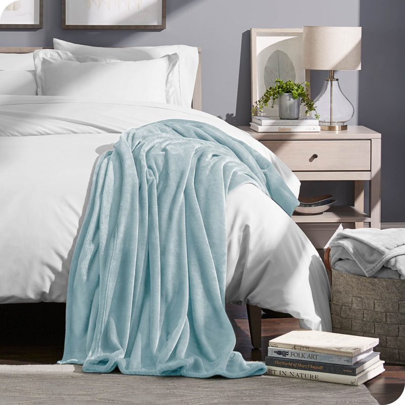 Light Blue Twin Microplush Fleece Blanket