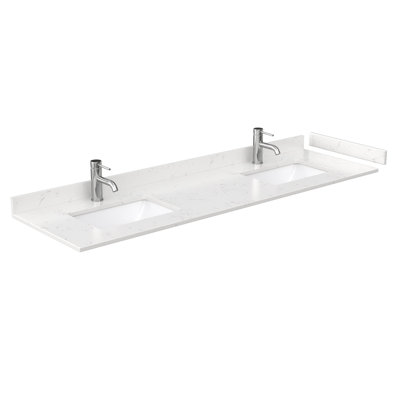 72" Double Cultured Marble Bathroom Vanity Top with Sink