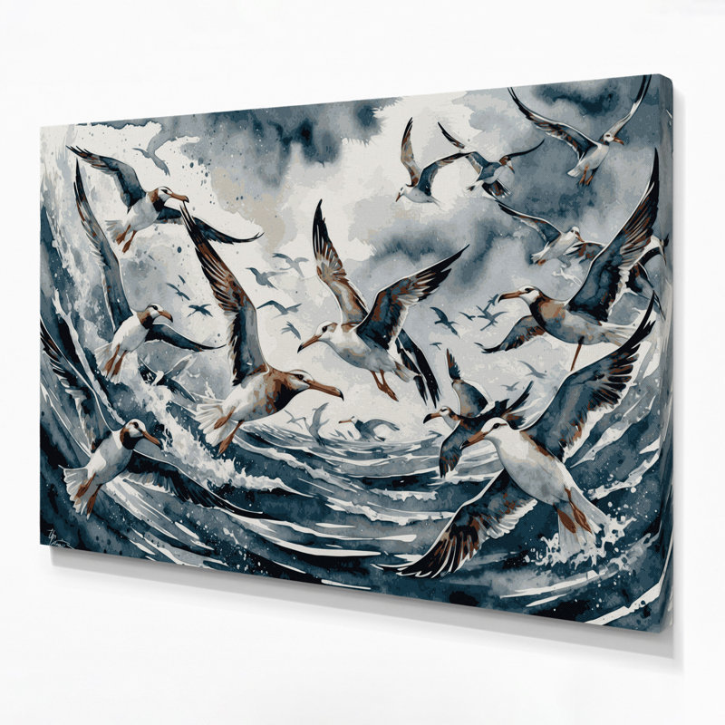 Oiseaux, art mural sur toile vert Fulmar, H 20 po x l 30 po