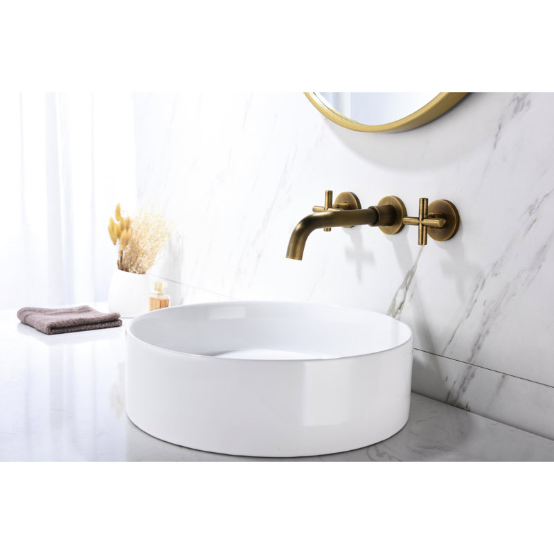 Bathroom Sink Faucet Wall Mounted - Pop-Up Drain, Reduced Noise Flow, Bronze, Mount Rust-, Smooth Water Brushed Nickel Build