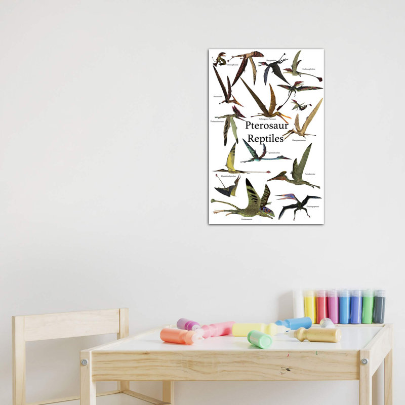 Affiche de divers reptiles ptérosaures volants pendant la préhistoire par Corey Ford - impression d'art graphique